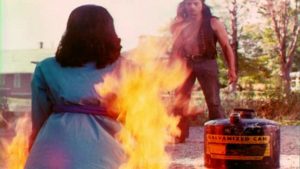 Special effects of woman burning alive