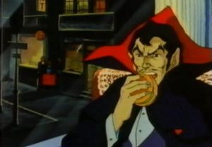 Dracula: Soveriegn of the Damned Dracula eating a hamburger