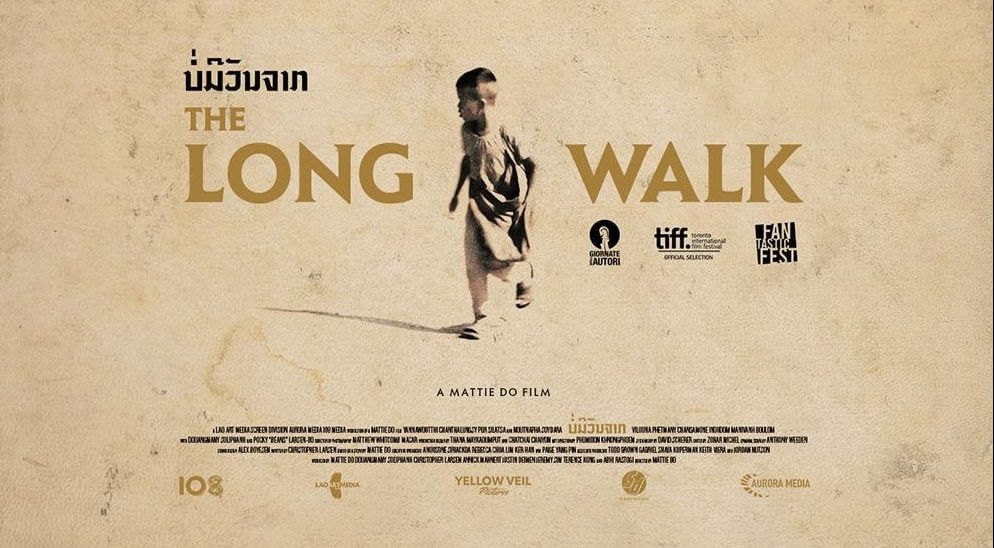 The Long Walk movie poster showing a young boy running across a dirt road