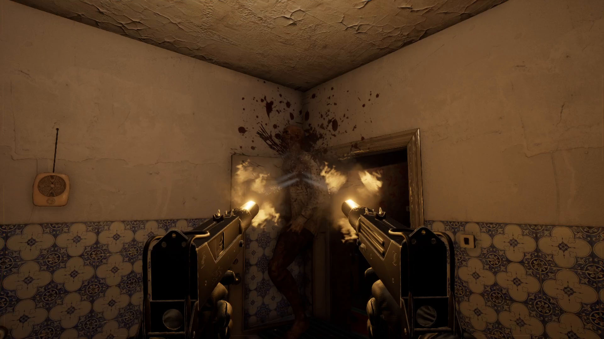 Dual submachine guns make light work of zombie
