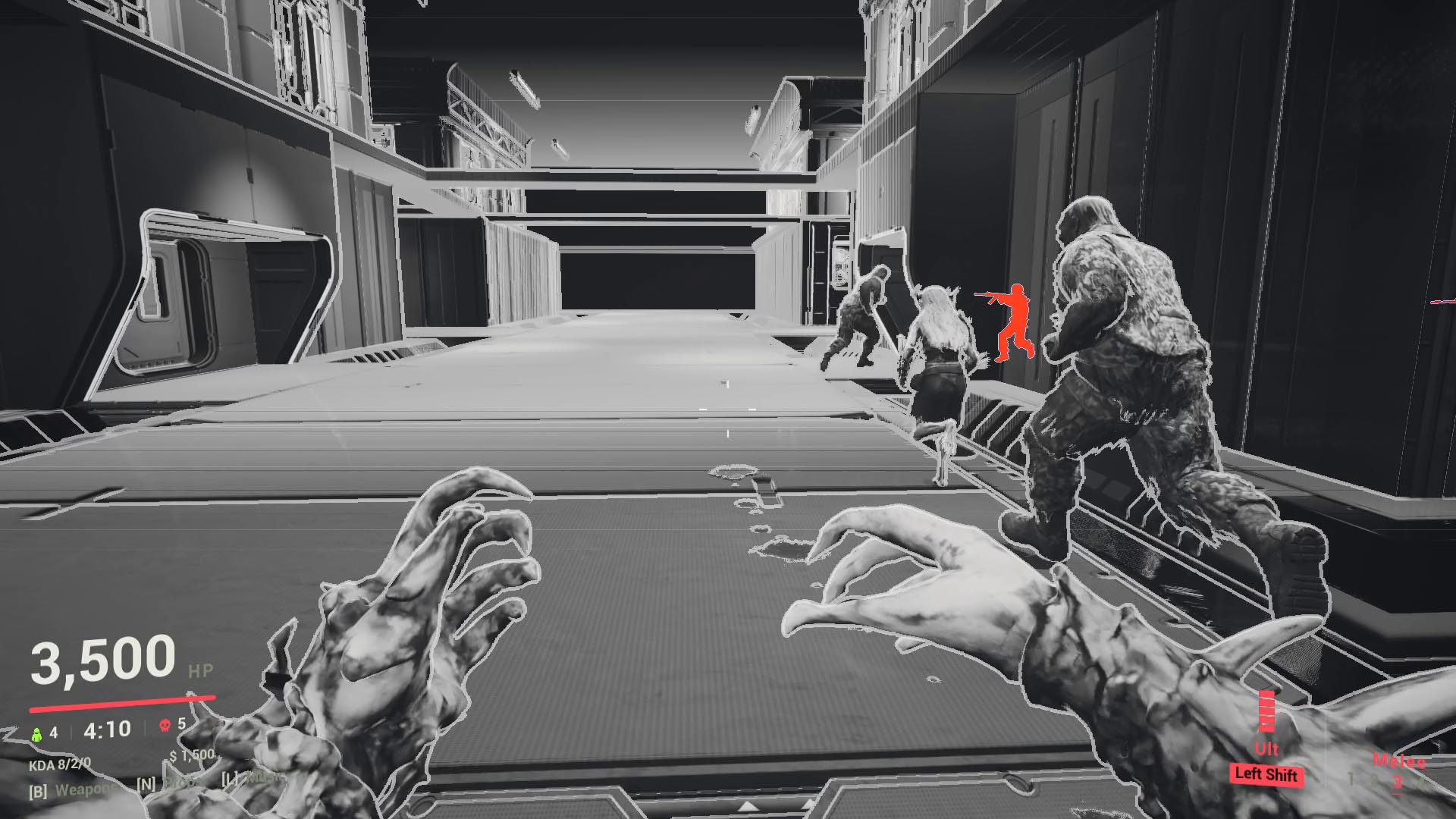 The UI of a playable zombie character